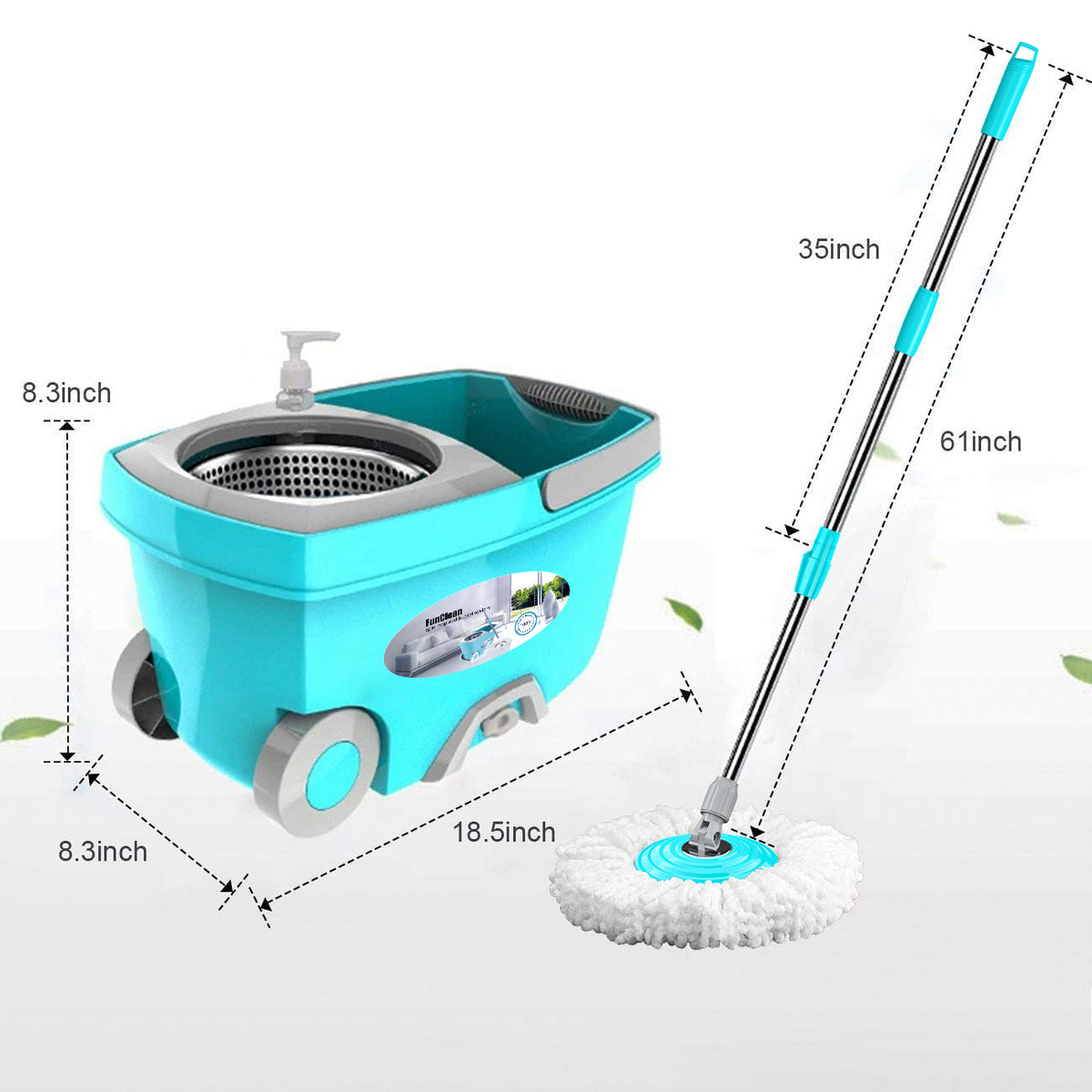 FunClean Mop And Bucket, Mop And Bucket With Wringer Kit