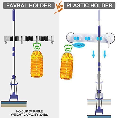 Favbal Broom Mop Holder Wall Mount | Garage Tool Organization