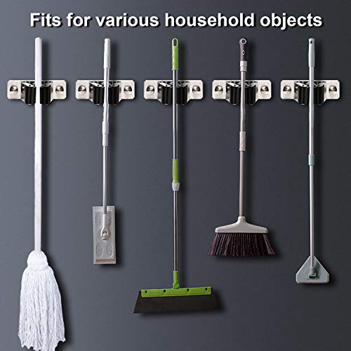 2pcs Stainless Mop Broom Holder | Favbal Wall Mounted Organizer