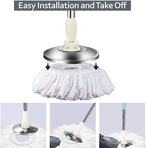 6 Pack Washable Microfiber Mop Heads for FunClean Spin Mop & RinseWinse Spin Mop