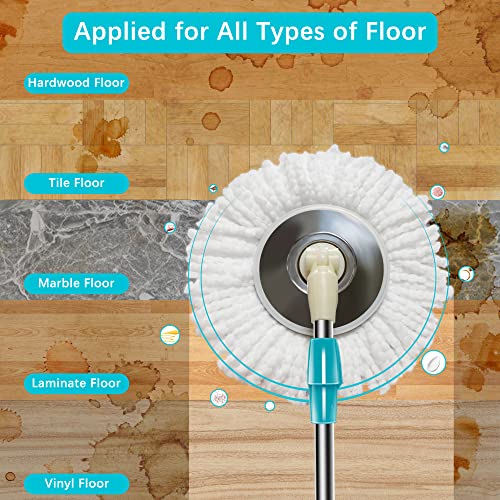 Tsmine Floor Microfiber Mop & Refills Set | 2 Replacement Refills | 61" Extended Mop Pole