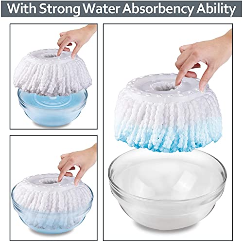 6 Pack Washable Microfiber Mop Heads for FunClean Spin Mop & RinseWinse Spin Mop