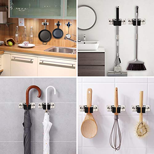 2pcs Stainless Mop Broom Holder | Favbal Wall Mounted Organizer