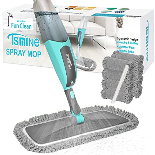 Tsmine Spray Mops | with 8 Washable Microfiber Pads & 550ML Refillable Bottle