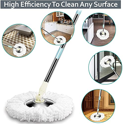 6 Pack Washable Microfiber Mop Heads for FunClean Spin Mop & RinseWinse Spin Mop