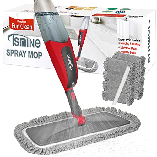 Tsmine Spray Mops | with 8 Washable Microfiber Pads & 550ML Refillable Bottle